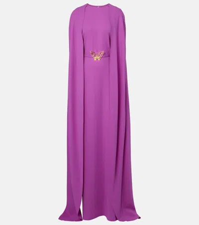 Oscar De La Renta Caped Silk-blend Gown