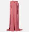 Oscar De La Renta Caped Silk-blend Gown In Brown