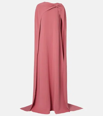 Oscar De La Renta Caped Silk-blend Gown In Pink
