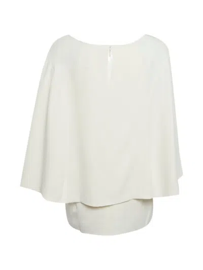Pre-owned Oscar De La Renta Cape-detail Crepe Blouse In Neutral