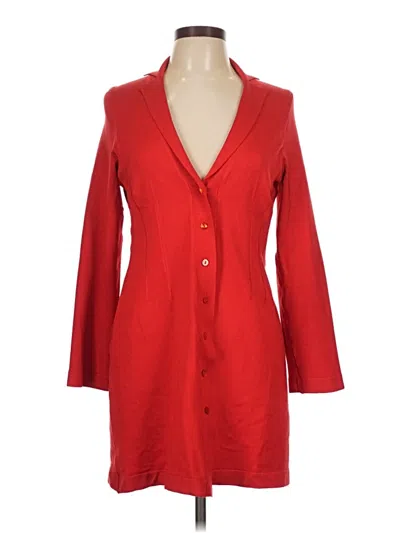 Pre-owned Oscar De La Renta Cardigan Sweater In Red