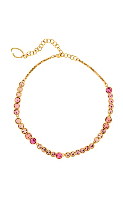 Oscar De La Renta Cascade Rhinestone Necklace In Gold
