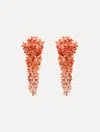 Oscar De La Renta Cascading-florals Clip-on Earrings In Orange