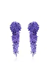 Oscar De La Renta Cascading Flowers Earrings In Blue