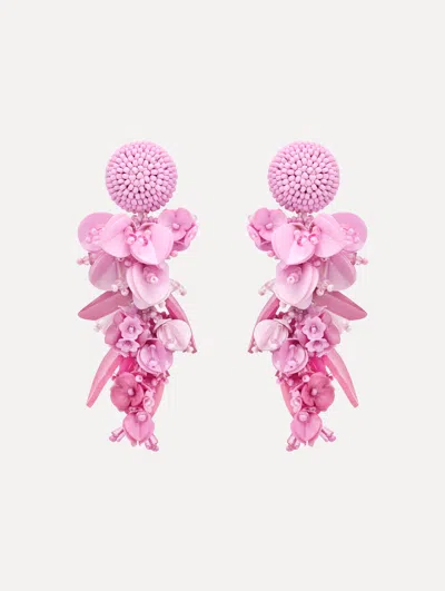 Oscar De La Renta Cascading Petal Drop Clip-on Earrings In Pink