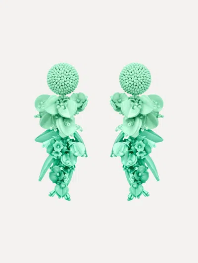 Oscar De La Renta Cascading Petal Drop Clip-on Earrings In Green