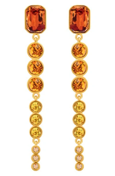 Oscar De La Renta Cascading Rhinestone Drop Earrings In Gold