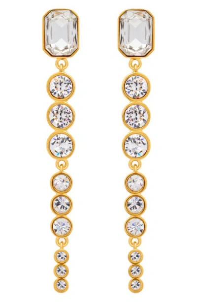 Oscar De La Renta Cascading Rhinestone Drop Earrings In Gold