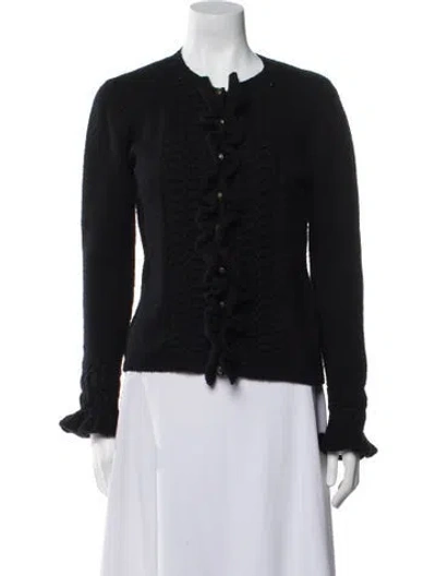 Pre-owned Oscar De La Renta Cashmere Crew Neck Sweater In Black
