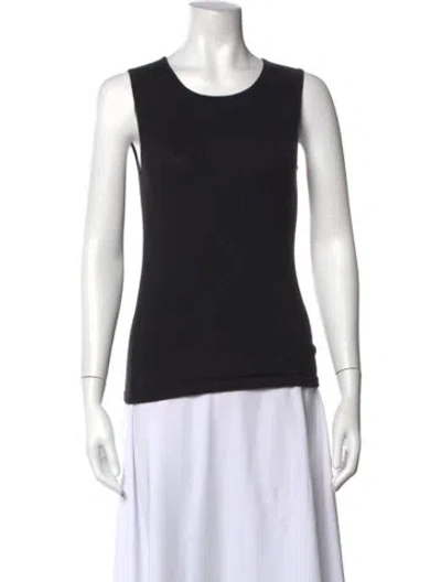 Pre-owned Oscar De La Renta Cashmere Crew Neck Sweater In Black