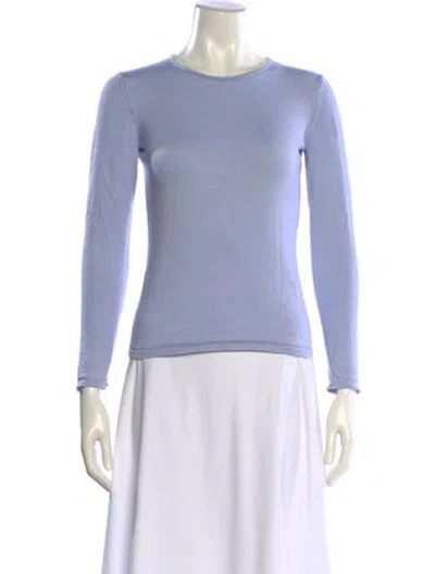 Pre-owned Oscar De La Renta Cashmere Crew Neck Sweater In Blue