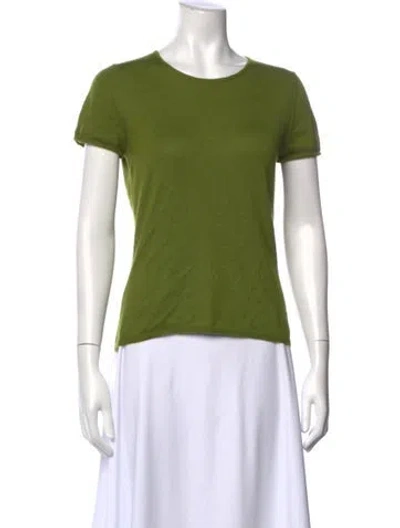 Pre-owned Oscar De La Renta Cashmere Crew Neck Sweater In Green