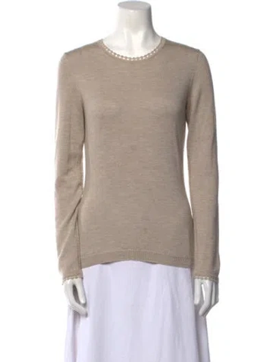 Pre-owned Oscar De La Renta Cashmere Crew Neck Sweater In Neutral