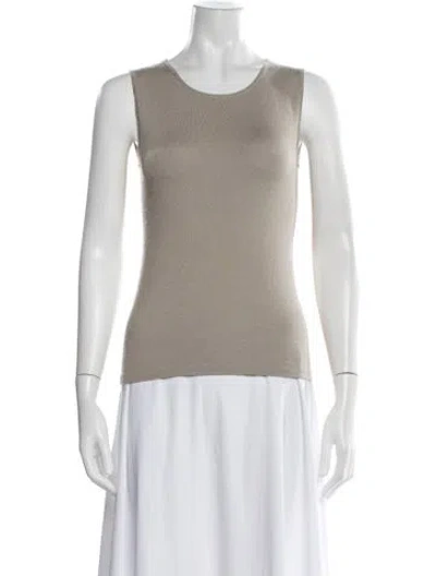 Pre-owned Oscar De La Renta Cashmere Crew Neck Sweater In Neutrals