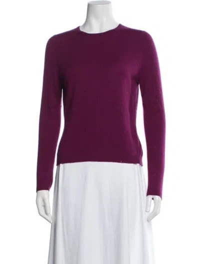 Pre-owned Oscar De La Renta Cashmere Crew Neck Sweater In Purple