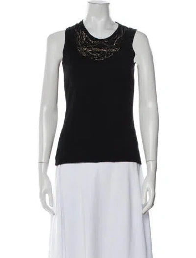Pre-owned Oscar De La Renta Cashmere Crew Neck Top In Black