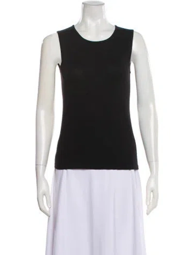 Pre-owned Oscar De La Renta Cashmere Crew Neck Top In Black