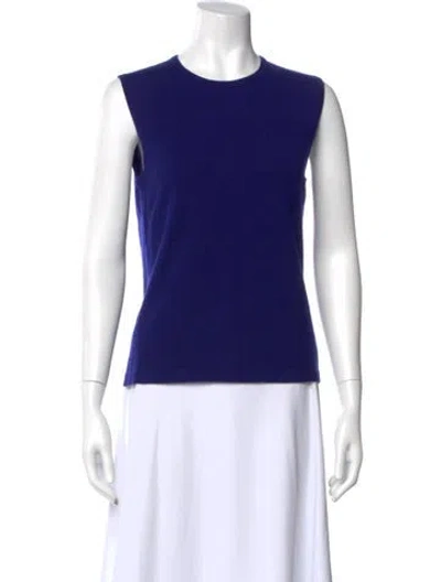 Pre-owned Oscar De La Renta Cashmere Crew Neck Top In Blue