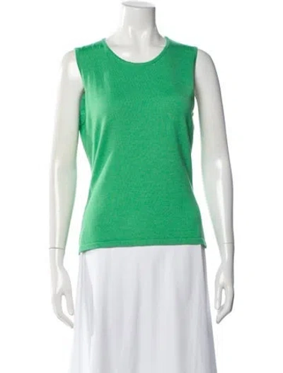 Pre-owned Oscar De La Renta Cashmere Crew Neck Top In Green