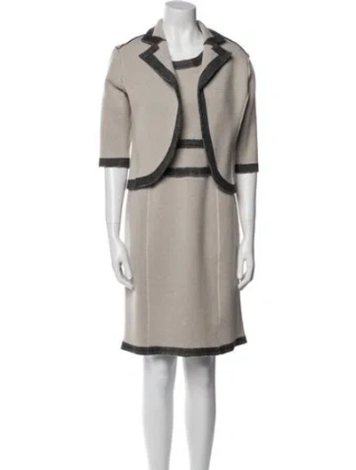 Pre-owned Oscar De La Renta Cashmere Dress Set In Neutral