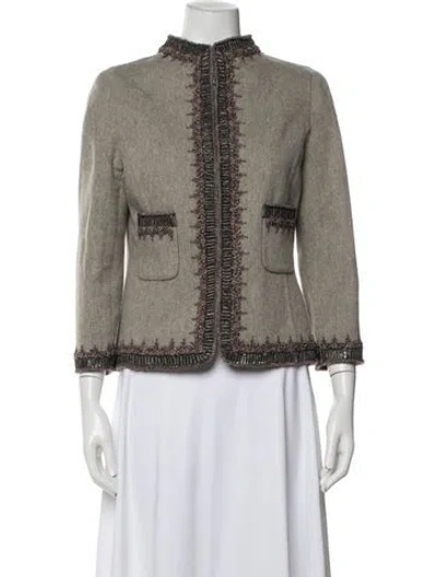 Pre-owned Oscar De La Renta Cashmere Jacket W/ Tags In Grey