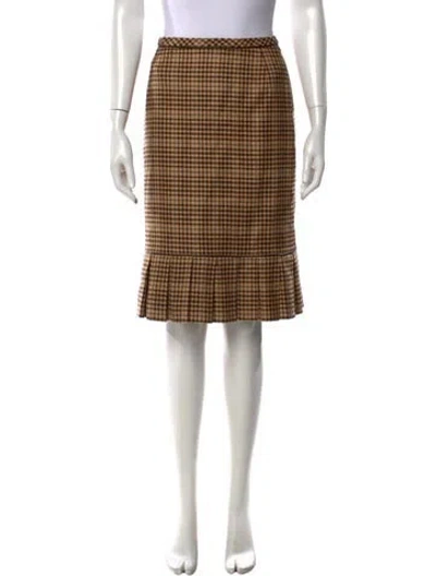 Pre-owned Oscar De La Renta Cashmere Midi Length Skirt In Brown