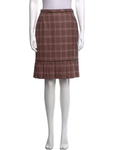 Pre-owned Oscar De La Renta Cashmere Midi Length Skirt In Brown/pink