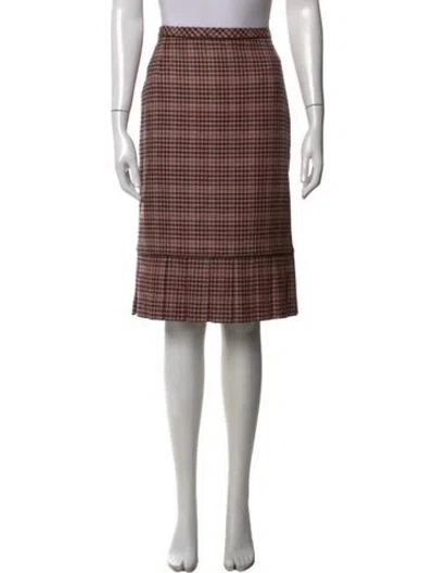 Pre-owned Oscar De La Renta Cashmere Midi Length Skirt In Brown/pink