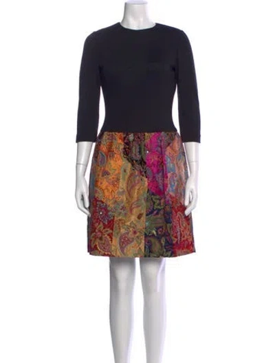 Pre-owned Oscar De La Renta Cashmere Mini Dress In Black