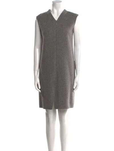 Pre-owned Oscar De La Renta Cashmere Mini Dress In Gray