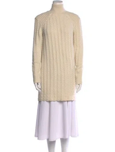 Pre-owned Oscar De La Renta Cashmere Mini Dress In Neutral
