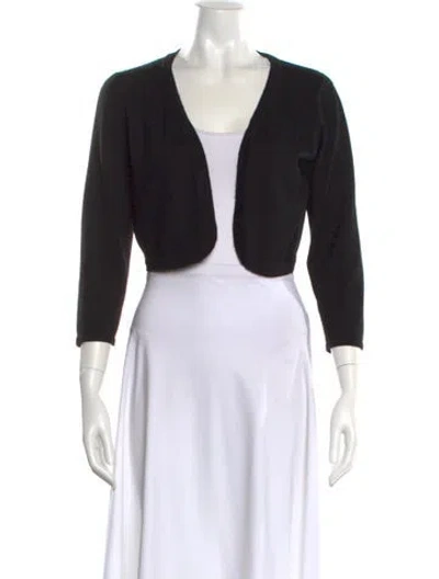 Pre-owned Oscar De La Renta Cashmere Open Front Sweater In Black