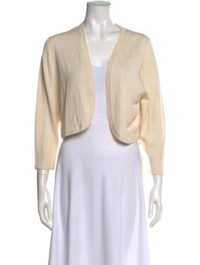 Pre-owned Oscar De La Renta Cashmere Open Front Sweater In Neutral