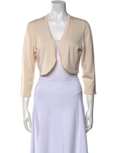 Pre-owned Oscar De La Renta Cashmere Open Front Sweater In Neutral