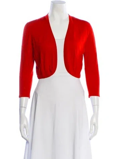 Pre-owned Oscar De La Renta Cashmere Open Front Sweater In Orange