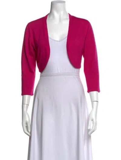 Pre-owned Oscar De La Renta Cashmere Open Front Sweater In Pink