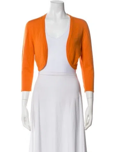 Pre-owned Oscar De La Renta Cashmere Open Front Sweater W/ Tags In Orange