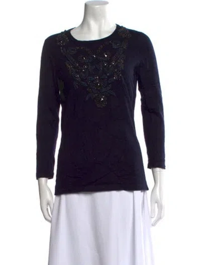 Pre-owned Oscar De La Renta Cashmere Scoop Neck Sweater In Black