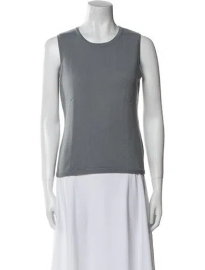 Pre-owned Oscar De La Renta Cashmere Scoop Neck Sweater In Blue