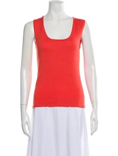 Pre-owned Oscar De La Renta Cashmere Scoop Neck Sweater In Orange