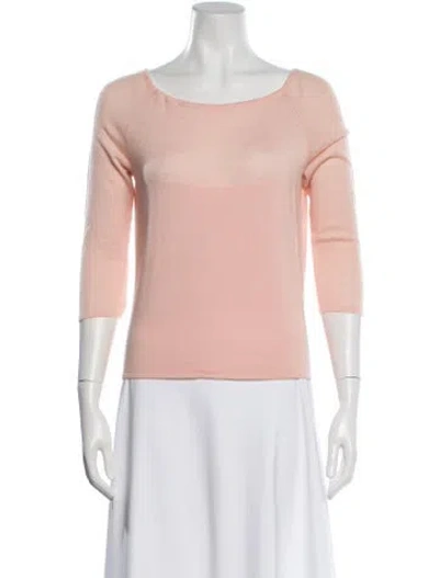 Pre-owned Oscar De La Renta Cashmere Scoop Neck Sweater In Pink