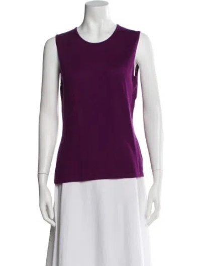 Pre-owned Oscar De La Renta Cashmere Scoop Neck Sweater In Purple