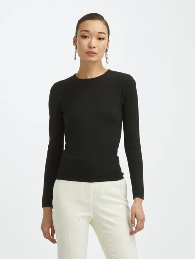 Oscar De La Renta Cashmere Silk Crewneck Pullover In Black