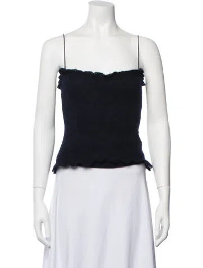 Pre-owned Oscar De La Renta Cashmere Strapless Crop Top In Black