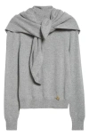 Oscar De La Renta Cashmere Sweater With Removable Scarf In Gray