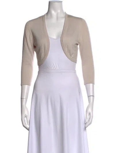 Pre-owned Oscar De La Renta Cashmere V-neck Sweater In Neutrals