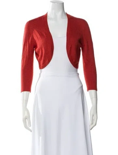 Pre-owned Oscar De La Renta Cashmere V-neck Sweater In Orange