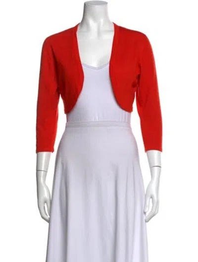 Pre-owned Oscar De La Renta Cashmere V-neck Sweater In Orange