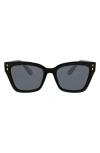 Oscar De La Renta Catty 51mm Square Polarized Sunglasses In Black