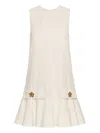 Oscar De La Renta Sleeveless Chainlink Jacquard Ruffle Mini Dress In Metallic